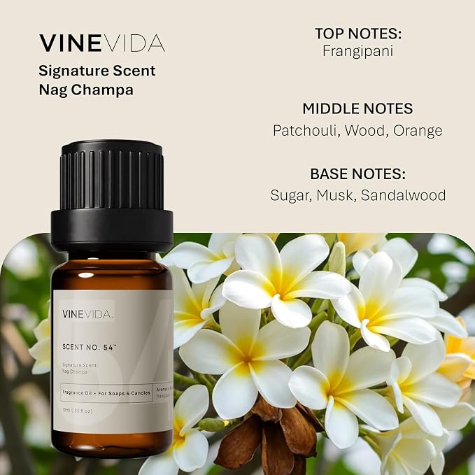 VINEVIDA [0.33oz] Nag Champa Fragrance Oil for Candle Making and Soap Making - Premium Candle Scents for Soy Candles