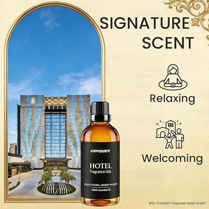 URPOWER 100ml Hotel Collection Diffuser Oil Inspired by The Ritz-Carlton Hotel Scent – Fruity Floral Amber Fragrance Oil, Diffuser Essential Oil for Ultrasonic and Waterless Diffusers