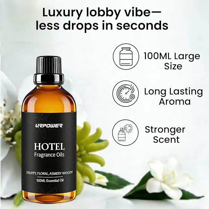 URPOWER 100ml Hotel Collection Diffuser Oil Inspired by The Ritz-Carlton Hotel Scent – Fruity Floral Amber Fragrance Oil, Diffuser Essential Oil for Ultrasonic and Waterless Diffusers