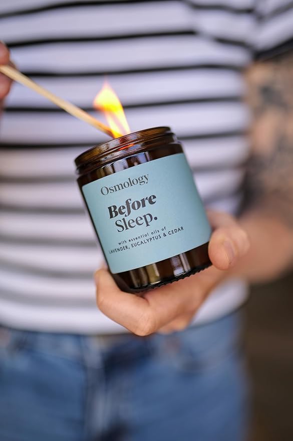 Before Sleep Aromatherapy Candle – Lavender, Eucalyptus & Cedar Scented Candle, Plant-Based Wax in Amber Apothecary Jar, 7 oz, 45 Hour Burn Time, Relaxation & Bedtime Candle