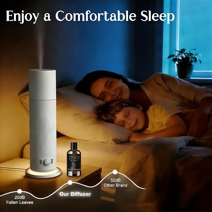 Waterless Essential Oil Diffuser, Scent Air Machine for Home with 4x30ml Hotel Scent Oil Sets, Covers Up to 1000 Sq.Ft, Adjustable Mist & Timer, Hotel and Commercial Use