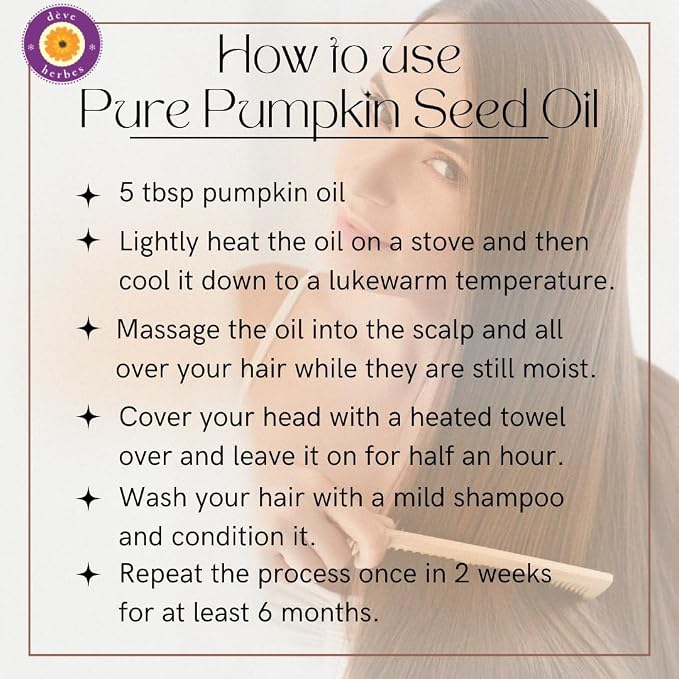 dève herbes Pumpkin Seed Oil (Cucurbita pepo) | Cold Pressed | Pure | Natural | Undiluted | For Diluting Essential oils | For Hair, Skin & Massage | Non-Sticky| Lightweight| Unisex | 100ml (3.38 oz)