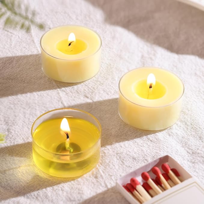 Scented Tea Lights Candles, Lemon Zest, 8 Pack – Soft Yellow Scented Tealight Candles – 100% Palm Wax, 6 Hour Burn Aromatherapy Tea Light Votive Candle for Holiday Brunch, Kitchen Decor, Summer Fresh