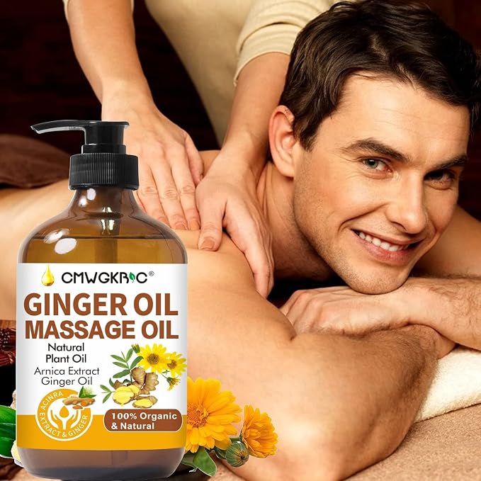 Lymphatic Drainage,Massage Oil for Massage Therapy,Ginger Oil,Ginger Massage Oil for Lymphatic Drainage Massager,Natural Body Oil for Skin,Arnica Oil,Sore Muslce Massage Oil-Warming and Relaxing