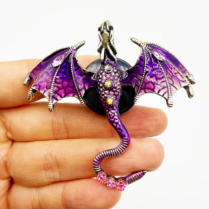 2 Pcs Bling Dragon Car Air Freshener Vent Clips, Crystal Rhinestone and Enamel Dragon Air Vent Clips Car Diffuser Cute Car Interior Decoration Accessories for Women Gift (Green Purple)