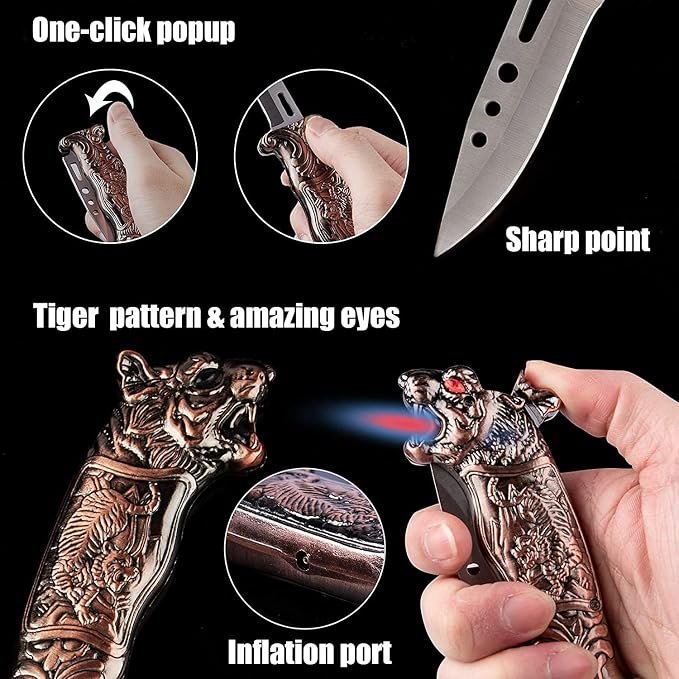 Torch Lighters with Jet Flame, Butane Lighter Refillable Box for Christmas, Windproof Candle Butane-Filled, Windproof Flame Outdoor (Without Fuel)