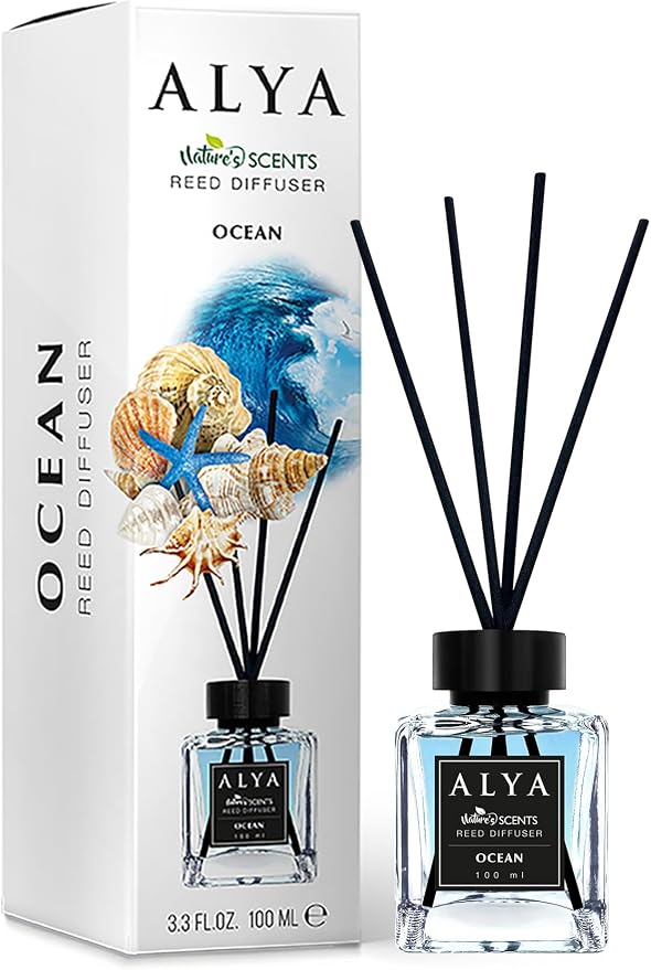 Nature's Scents Ocean Reed Diffuser, 3.3 FL.OZ., 100 ML, Home Fragrance with Black Reeds