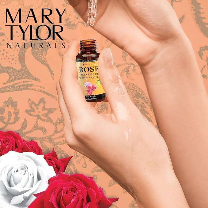 Rose Essential Oil 1 oz, Premium Therapeutic Grade, 100% Pure and Natural, Perfect for Aromatherapy, Diffuser, DIY by Mary Tylor Naturals