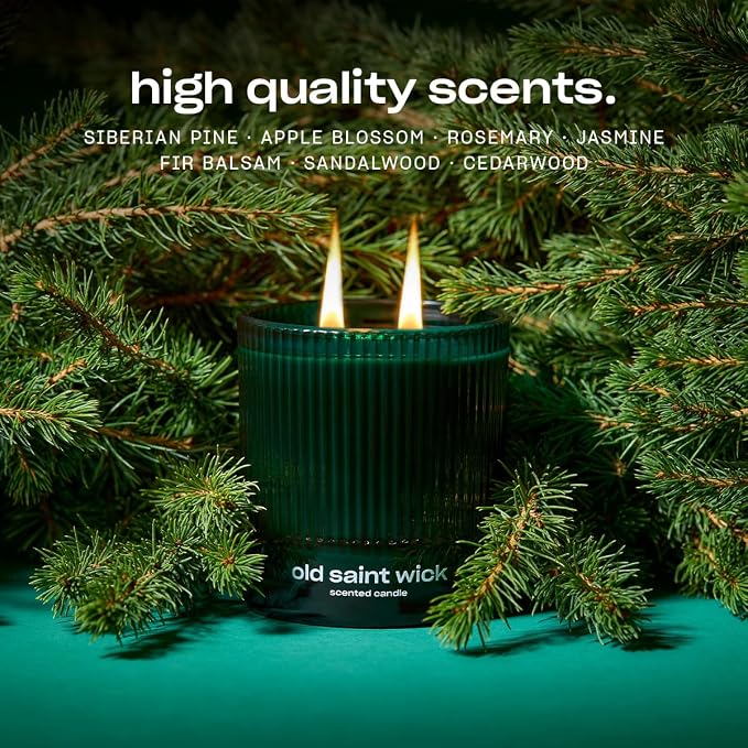 Old Saint Wick Scented Holiday Candle by Snif, Woody, Aromatic, Fir Scent, 50+ Hours, 100% Cotton Fiber Wicks, Soy Wax Blend, Non-Toxic, Vegan, 8.5oz