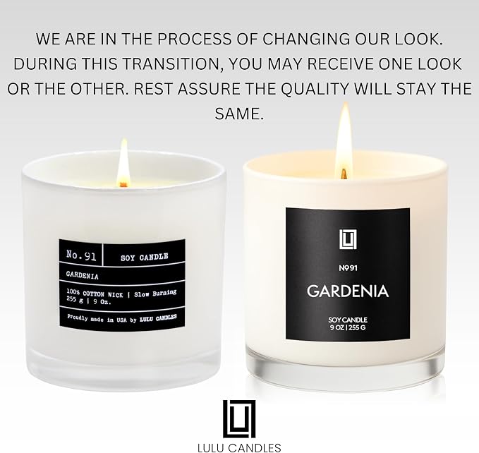 Lulu Candles | Gardenia | Luxury Scented Soy Jar Candle | Hand Poured in The USA | Highly Scented & Long Lasting- 9 Oz.