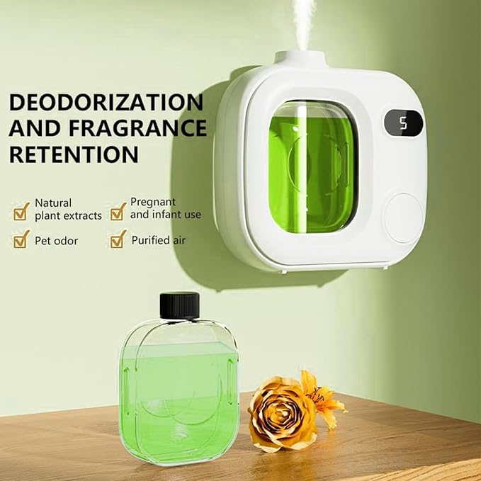 Waterless Essential Oil Diffuser - Smart Essential Oil Diffuser for Large Rooms Bathrooms Hotels and Offices Cordless 360° Aroma Diffuser with 5 Mist Levels Perfect for Home and Car