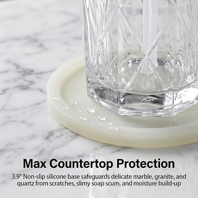 Diamond Design Glass Soap Dispenser with Stainless Steel Pump, Modern Kitchen Soap Dispenser with Luminous Coaster for Countertop Hand Soap, Bathroom Liquid Lotion & Dish Soap 6.8 Oz, Clear