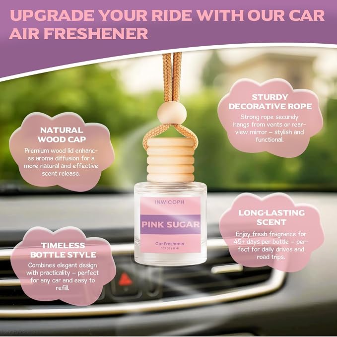 Car Air Freshener Diffuser Hanging, Pink Sugar Fragrance Oil