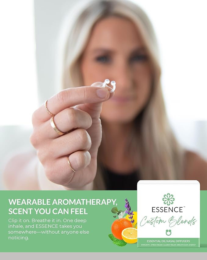HONÉ Essence Nasal Diffuser Custom Blends Bundle – Essential Oil Silicone Nose Rings for Energy, Immunity, Stress & Allergy Relief – Wearable Aromatherapy for Daily Wellness & Relaxation