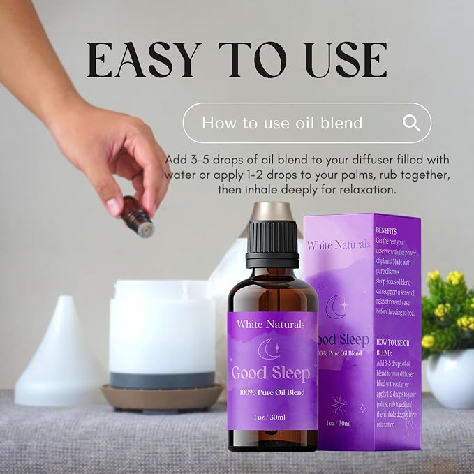 White Naturals Better Night Sleep Essential Oil Blend – Calming Aromatherapy Oil for Restful Nights & Relaxation, 100% Pure & Natural Essential Oils for Peaceful Sleep, 1oz