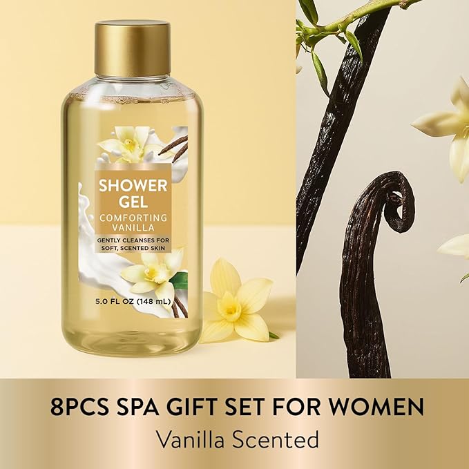 Spa Luxetique Gifts for Women 8pcs Vanilla Bath and Body Works Gift Set for Women Self Care Spa Gift for Womens Birthday Gift for Womens Grandma Mom Sister Friend
