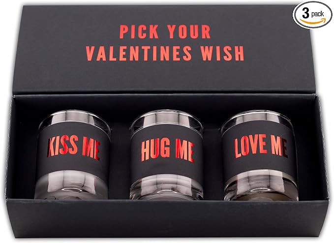 Happy Valentines Day Candle Gift Set - Spices & Evergreen, Tobacco Vanilla, Peach Mango - Gifts, I Love You Gifts, Sexy Romantic Scented Candles (2.7 Oz. 3 PCS)