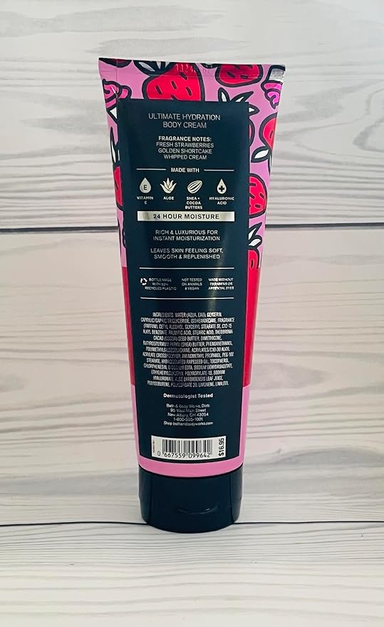 Bath and Body Works Strawberry Pound Cake 2 Pack Ultra Shea Body Cream 8 Oz. (Strawberry Pound Cake)