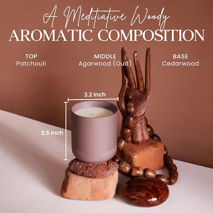 CAFTARI Scent of Nirvana Scented Candle | Oudh, Cedarwood & Patchouli | Soy Candles Non Toxic | 60-Hour Burn | Scented Candles for Home | Stress Relief Aromatherapy | Luxury Ceramic Jar | 10.5 oz