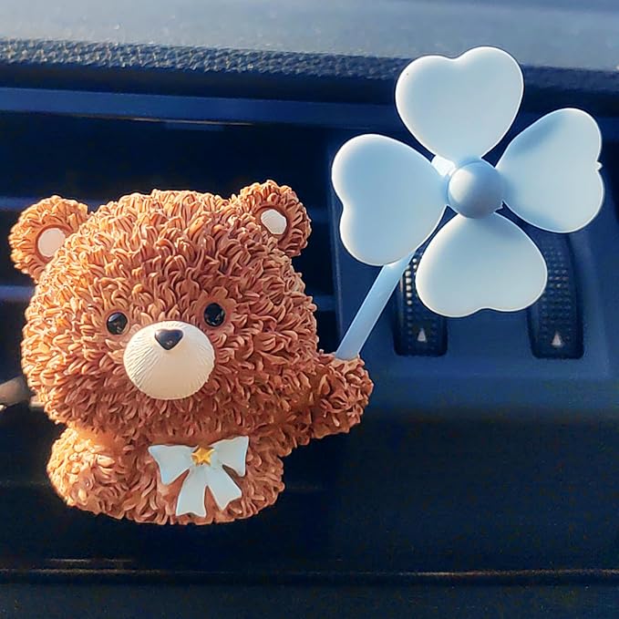 Cute Car Air Freshener Vent Clips, 3D Animal with Mini Fan Diffuser Vent Clip, Air Conditioning Decoration Car Accessories for Women and Men