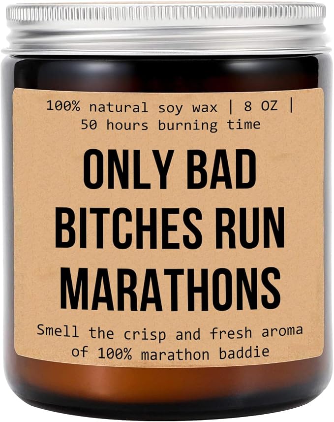 Only Bad Bitches Run Marathons Candle - Gift for Marathon Runner - Marathon Gift Candle - Marathon Girl Gift - Gift for Him Her