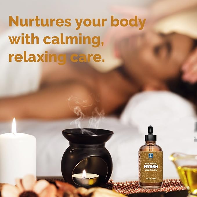 GM Gumili Myrrh Essential Oil 4 Oz, 100% Pure Natural Myrrh Oil for Diffuser, Skin, Hair, Body & Face, Massage, DIY & Home Use