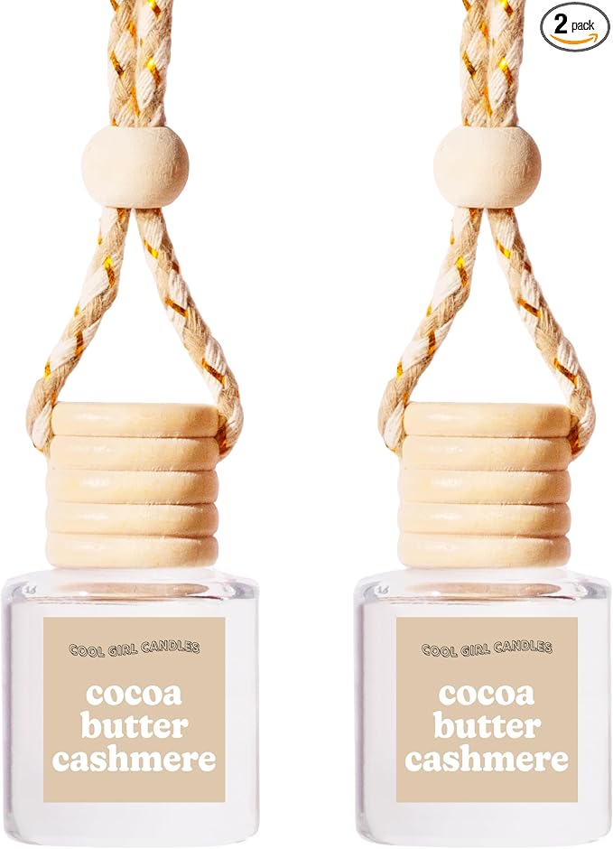 COOLGIRLCANDLES Cocoa Butter Cashmere Car Hanging Fragrance Oil Air Freshener for Essential Oils, Scents Aromatherapy Automobile Diffuser, Long Lasting Car Diffuser Bottle
