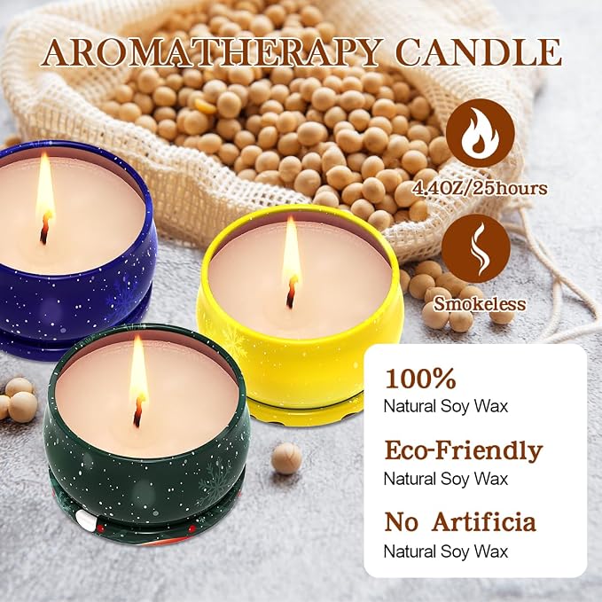 3 Pieces - Christmas Scented Candle Gift Set for Women - Bulk Merry Christmas Candles, Soy Wax Scented Candle Set, Small Cookie Jar Candle Jar with Lid for Home Bath Yoga Holiday Party Gifts