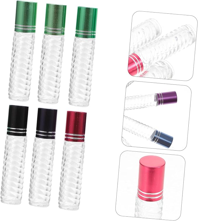12pcs 5ml Refillable Glass Roll-on Bottles Essential Oil Bottle Kit Portable Perfume Sub-packaging Empty Mini Roller for Travel and Aromatherapy Random Color