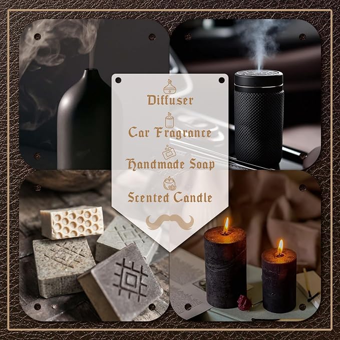 Men Diffuser Oils Gift Set for Father's Day & Birthday, SNOWSEN Gentlemen's Essential Oil for Diffuser Candles Scents & Perfume, Sandalwood, Cologne, Smoked Ebony, Amber Rum, Cedar, Sweet Tobacco