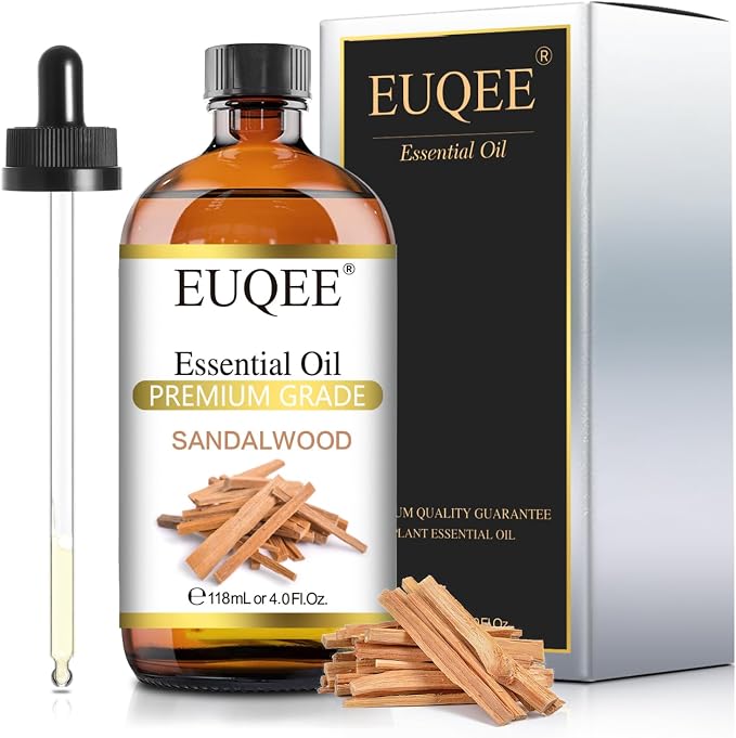 EUQEE Sandalwood Essential Oil(4 oz/118 ml) Sandalwood Oil Oil with Glass Dropper, Great for Diffusers, Soap & Candle Making
