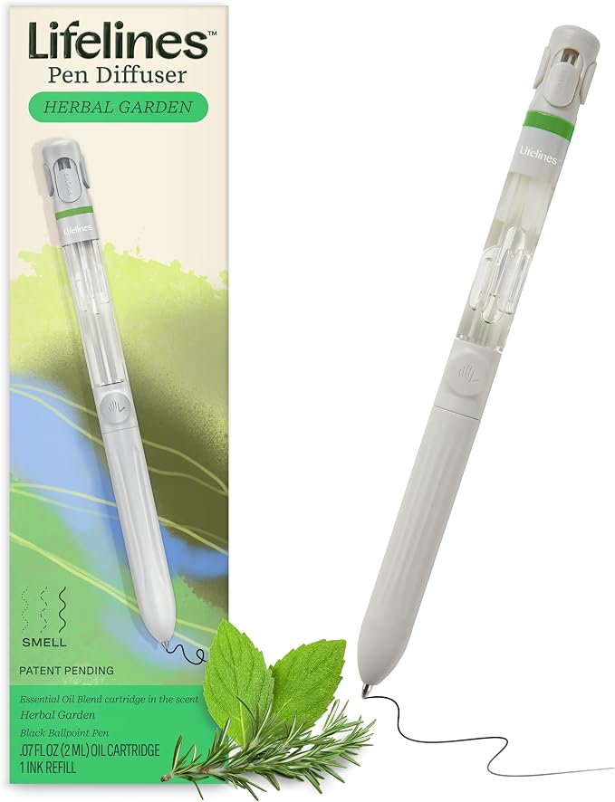 Lifelines Pen Diffuser, Herbal Garden - 1mm Black Ballpoint Pen with Scented Essential Oil Blends – Aromatherapy Diffuser & Sensory Immersion Diffuse Aroma As You Write