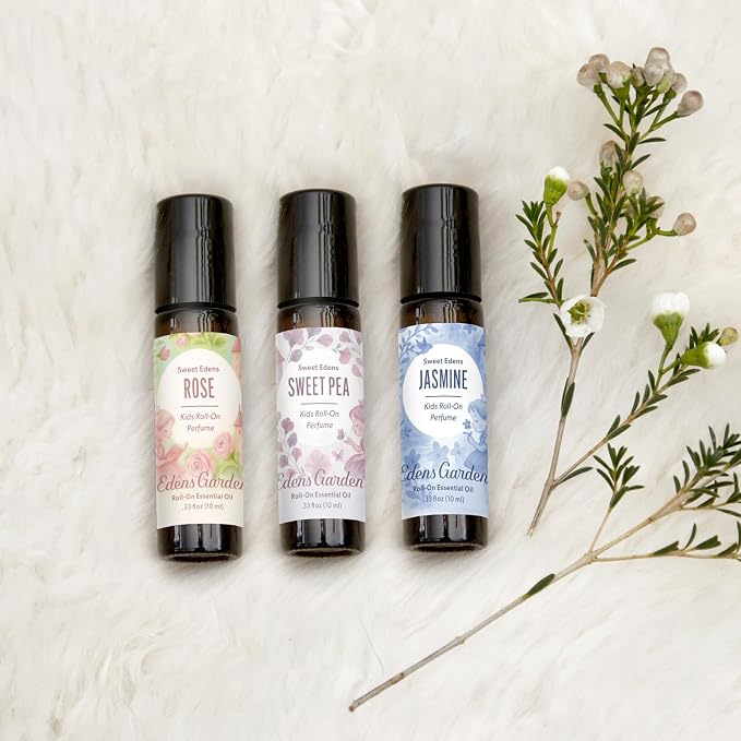 Edens Garden Rose Kids Roll-On Perfume – Pre-Diluted Essential Oil Floral Blend, Natural Aromatherapy, Skin Safe Gift for Girls, 10 ml (.33 fl oz)