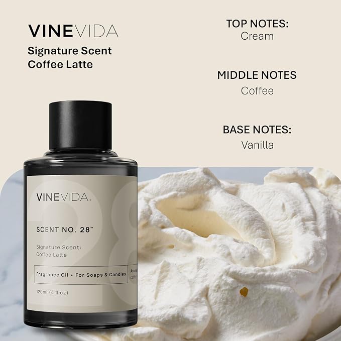 VINEVIDA 4oz Coffee Latte Fragrance Oil for Candle & Soap Making - USA Made Scents