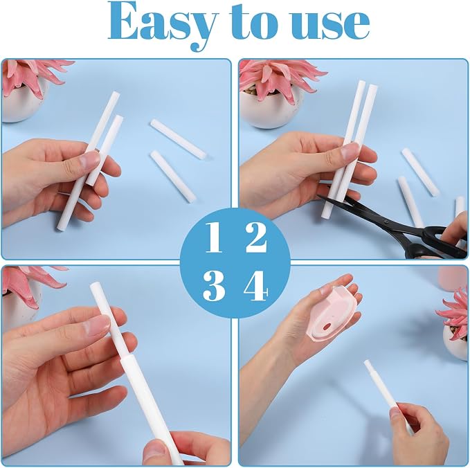 60 PCS Diffuser Wicks, Humidifier Filter Replacement Sticks, 2.75 Inch Length 0.31 Inch Diameter Absorbent Cotton Wick Refills, Air Diffuser Pure Cotton Wicks for Office Bedroom