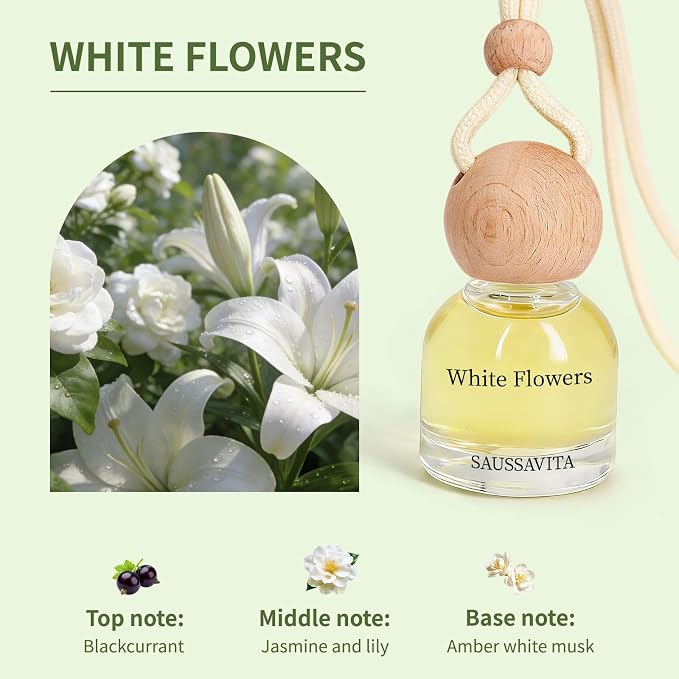 Car Air Freshener Diffuser 2 Pack Hanging Air Freshener Diffuser - Jasmine Lily Scent Car Fresheners 120 days Long Lasting Vent Clip 0.34 oz Each Automotive Air Fresheners Gifts for Women Birthday