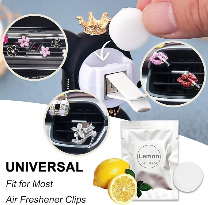 24 Pack Ocean & Lemon Car Air Freshener Refills, Car Air Vent Clip Freshener Replacement Pads, Solid Fragrance Scent Refill Tablets