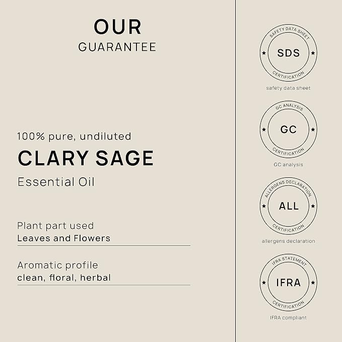 VINEVIDA Clary Sage Essential Oil - 32 oz (946.36 ml) - Undiluted - DIY Candle Scents & Soap Making - Bulk