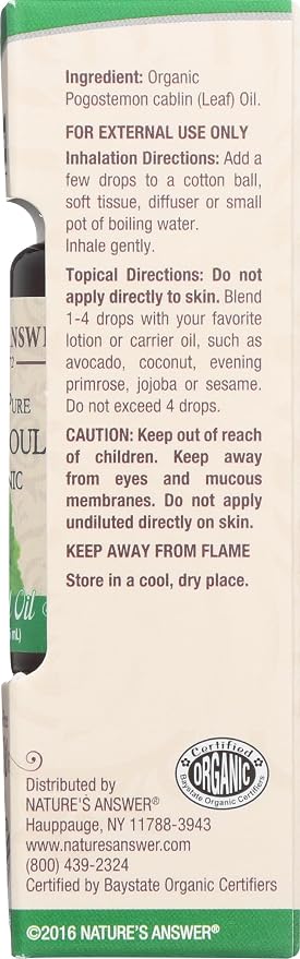 Natures Answer, Essential Oil Patchouli Organic, 0.5 Fl Oz