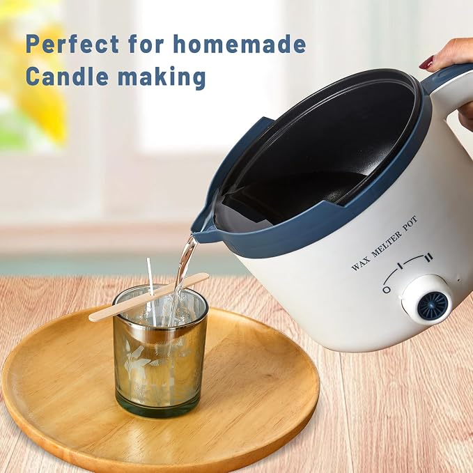 KQU Wax Melting Pot with Thermometer, Electric Wax Melter for Candle Making with Spout 1.5Qt, Small Double Boiler Pot Set for Beginner Adults