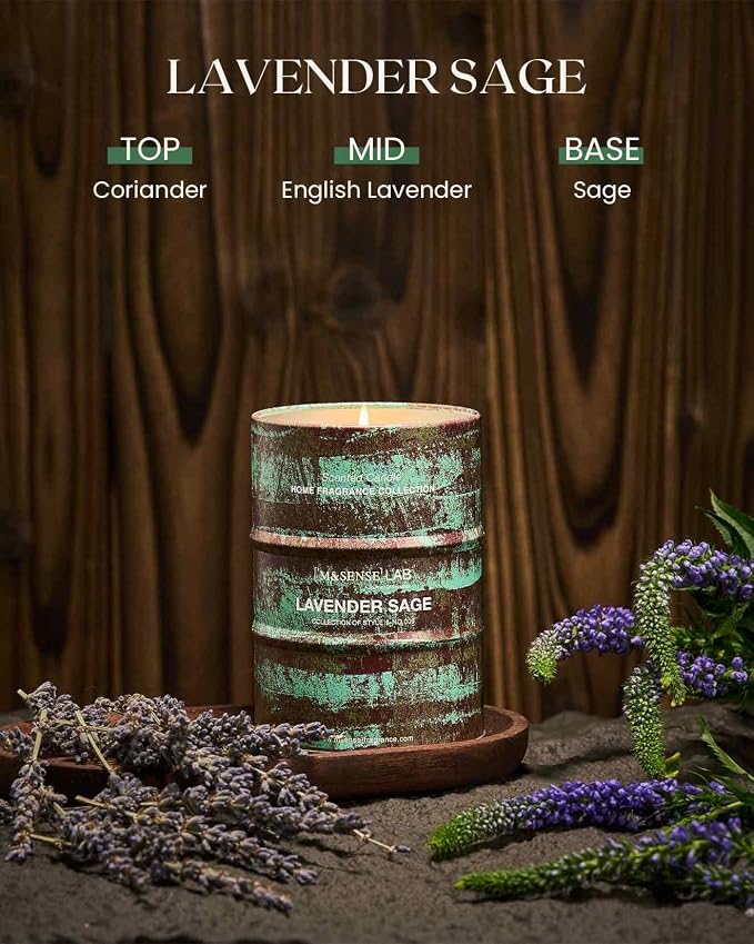 M&SENSE Spring Candle, Lavender Sage, 11.3oz | Scented Candles Natural Non Toxic, Aromatherapy, Stress Relief Meditation Relaxing, Housewarming Gifts
