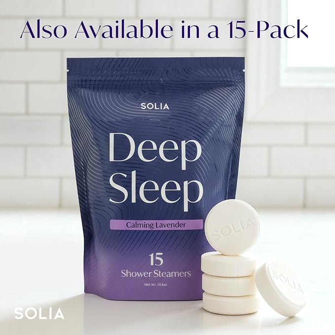 Solia Natural Lavender Shower Steamers - Patent-Pending - Real Essential Oil Lavender Tablets, Spa Steamers Aromatherapy, 7-Pack