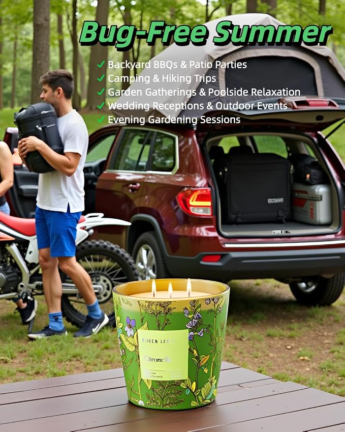 Citronella Candles Outdoor Large, 3-Wick / 30oz Large Soy Candle, Long Lasting Highly Scented,Candle for Patio, Garden & Camping, Summer Camping Huge