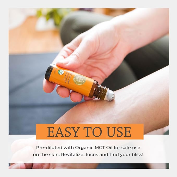 Silk Road Organic Citrus Glow Essential Oil Revive Blend Roll On for Stress, Energy & Focus | USDA Certified Citrus & Vanilla, 10 ml Roller