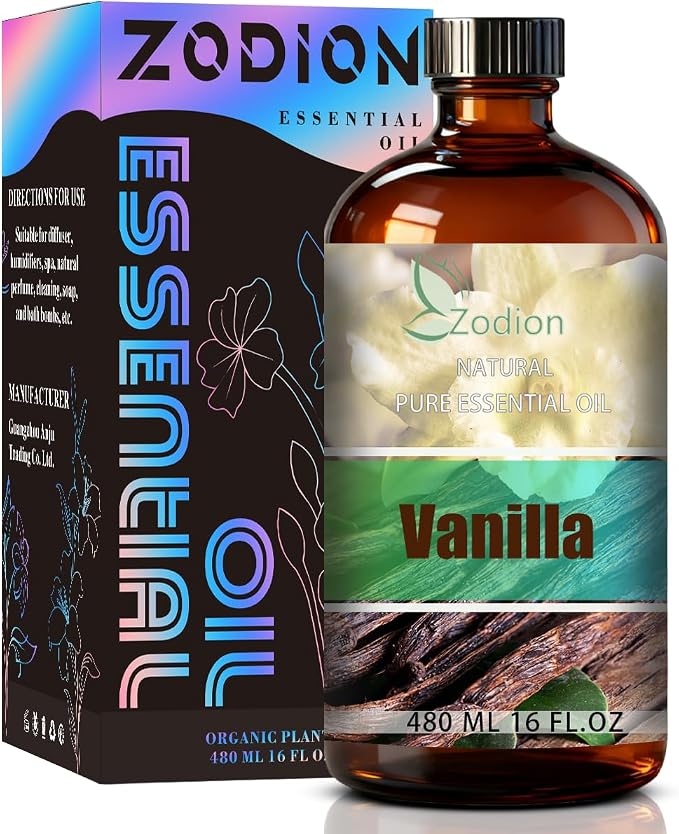 Vanilla Essential Oil - Vanilla Fragrance Oil for Diffuser, Massage, Humidifier, DIY Candle, Soap Making, Home, Bath, Yoga - 16 fl oz (480ml) - ZODION Essential Oils