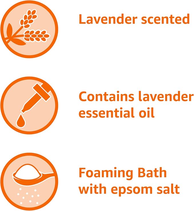 Amazon Basics Lavender Scented Foaming Bath with Essential Oil and Epsom Salt, Soothing, 34 Fluid Ounce
