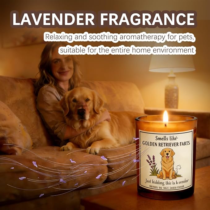 Golden Retriever Gifts & Decor - Scented Candle for Dog Lovers Dog Mom Dad Gift | Smells Like Golden Retriever Farts Candle| Crafted by Natural Soy Wax Lavender Scented Candle Gift for Women Birthday