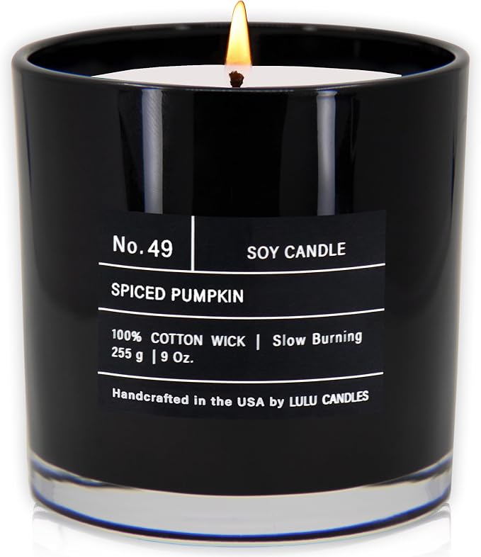 Lulu Candles | Spiced Pumpkin | Smells Like Pumpkin & Chai | Luxury Scented Soy Jar Candle | Hand Poured in The USA | Highly Scented Long Lasting (9 Oz.)