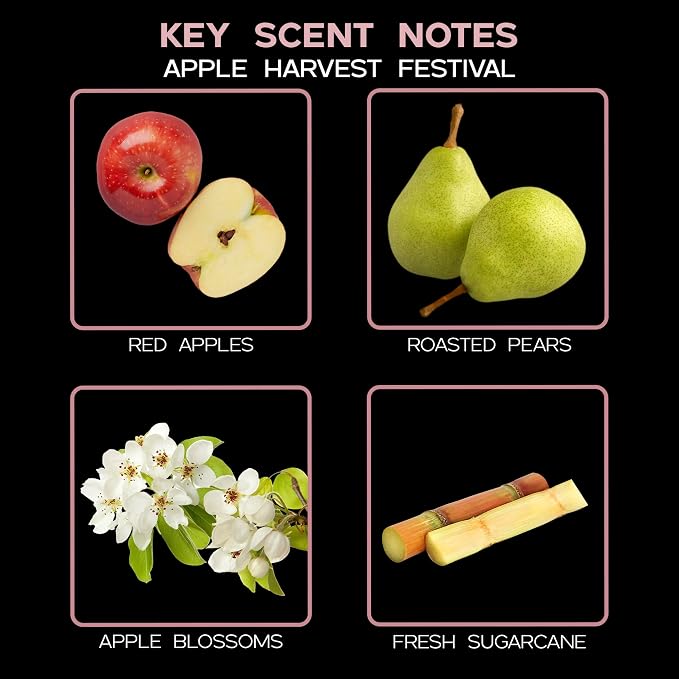 Apple Harvest Diffuser Set, Home Decor, Room Scent, Guest Bathroom | Red apples, roasted pears, and apple blossoms profile, decorative glass bottle, entryway,