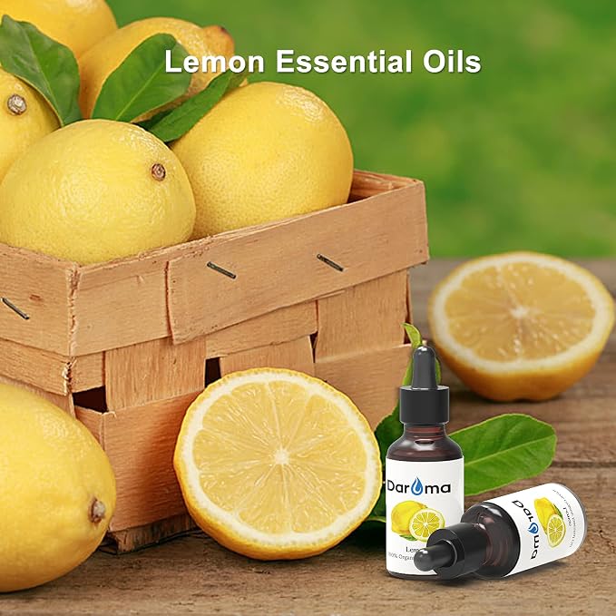 Lemon Essential Oil, Daroma Aromatherapy Oils for Diffusers, 100% Pure Steam Distilled Premium Natural Oils for Yoga, Office, Home and DIY, Perfect for Relaxation, Premium Glass Dropper 20ML